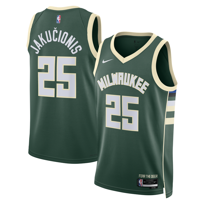 Milwaukee Bucks Nike Icon Edition Swingman Jersey - White - Kasparas Jakučionis