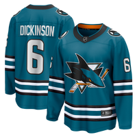 San Jose Sharks Sam Dickinson Fanatics Teal Home Breakaway Jersey