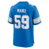Detroit Lions Giovanni Manu Nike Blue Team Game Jersey