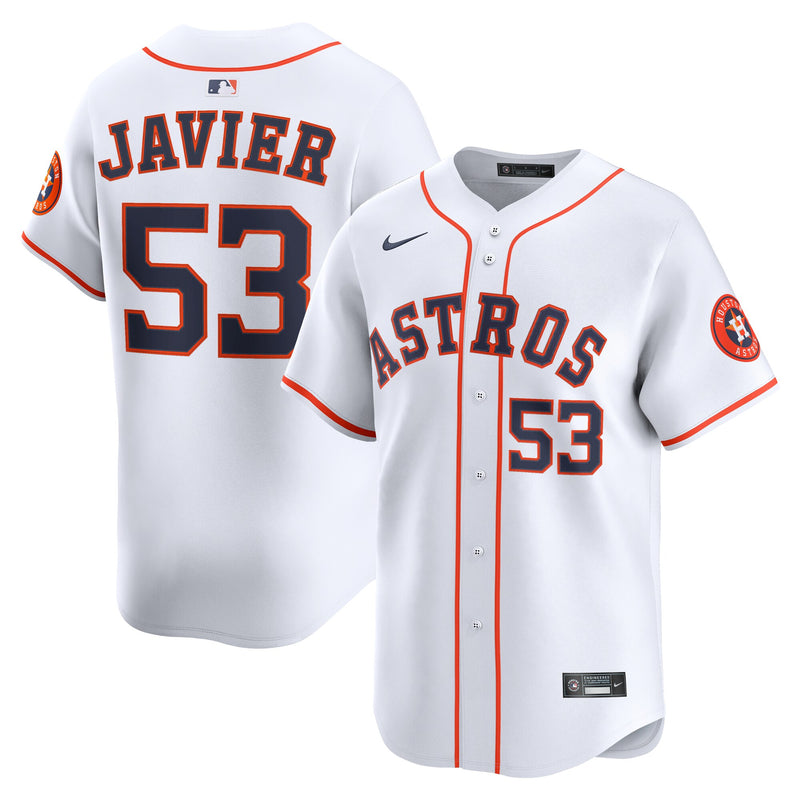 Houston Astros Cristian Javier Nike White Home Limited Player Jersey