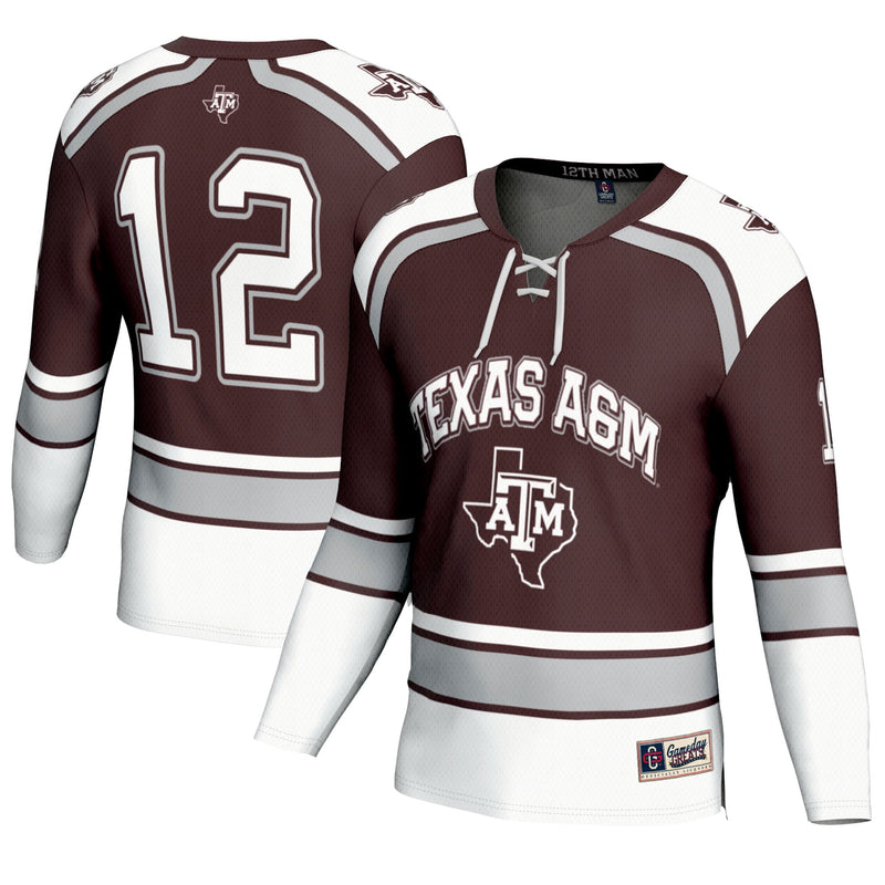 #12 Texas A&M Aggies GameDay Greats Hockey Fashion Jersey – Maroon