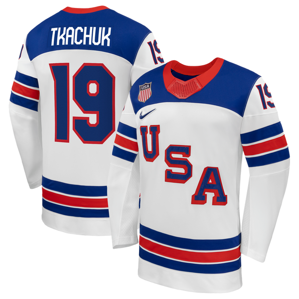 Matthew Tkachuk Nike White US Hockey 2026 Away Replica Jersey