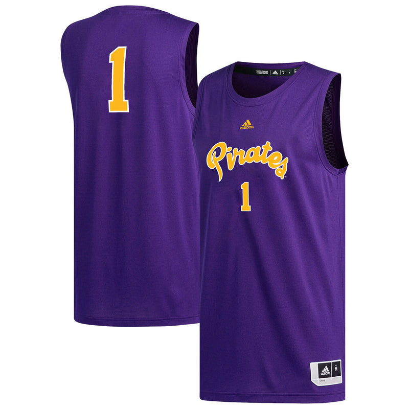 #1 ECU Pirates adidas Replica Basketball Jersey - Purple