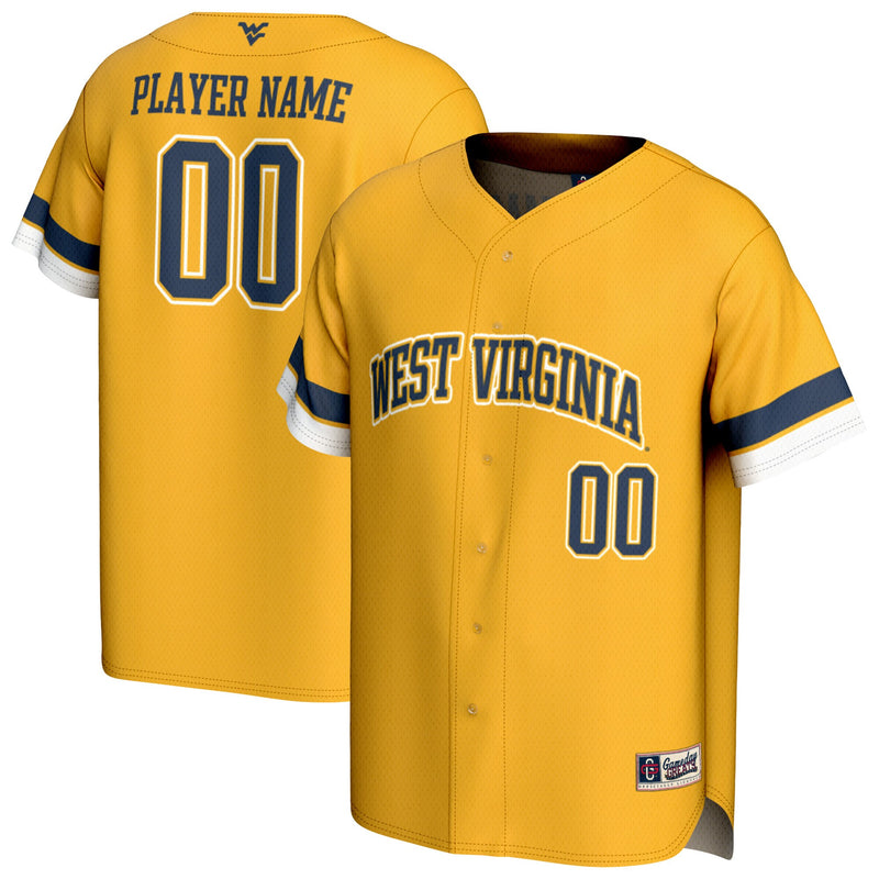 West Virginia Mountaineers GameDay Greats NIL Pick-A-Player Lightweight Collegiate Baseball Fashion Jersey - Gold
