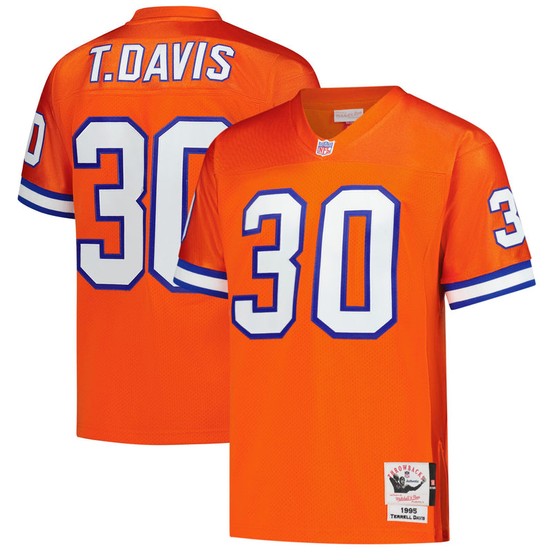 Denver Broncos Terrell Davis Mitchell & Ness Orange 1995 Authentic Throwback Retired Player Jersey