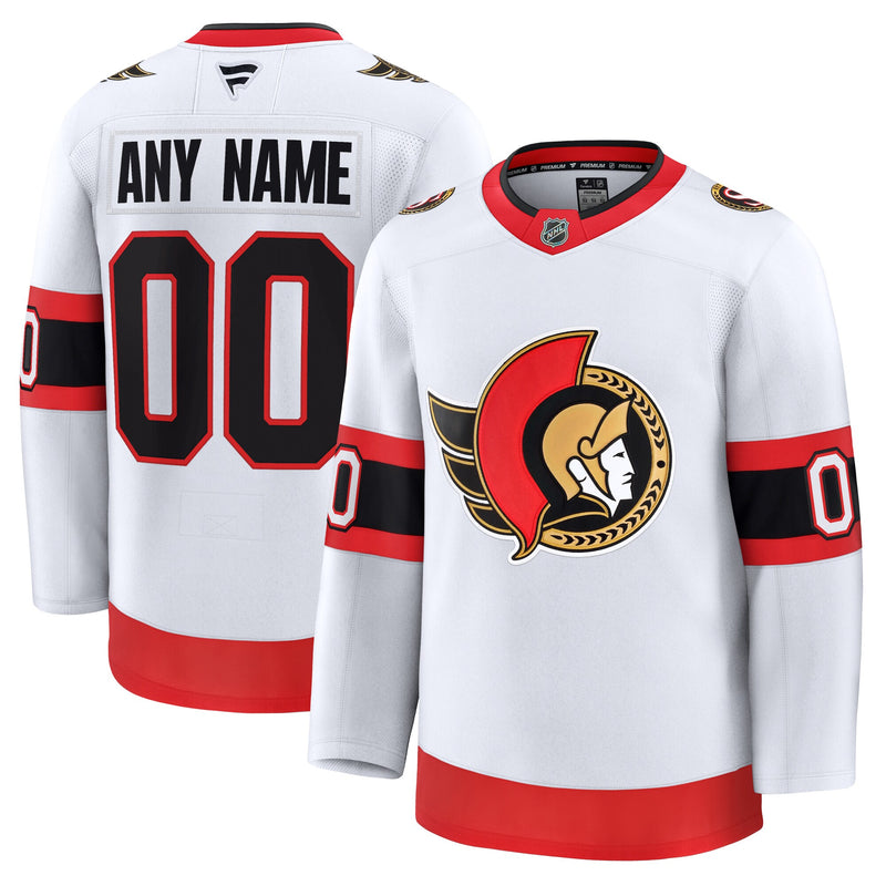 Ottawa Senators Fanatics White Away Premium Custom Jersey