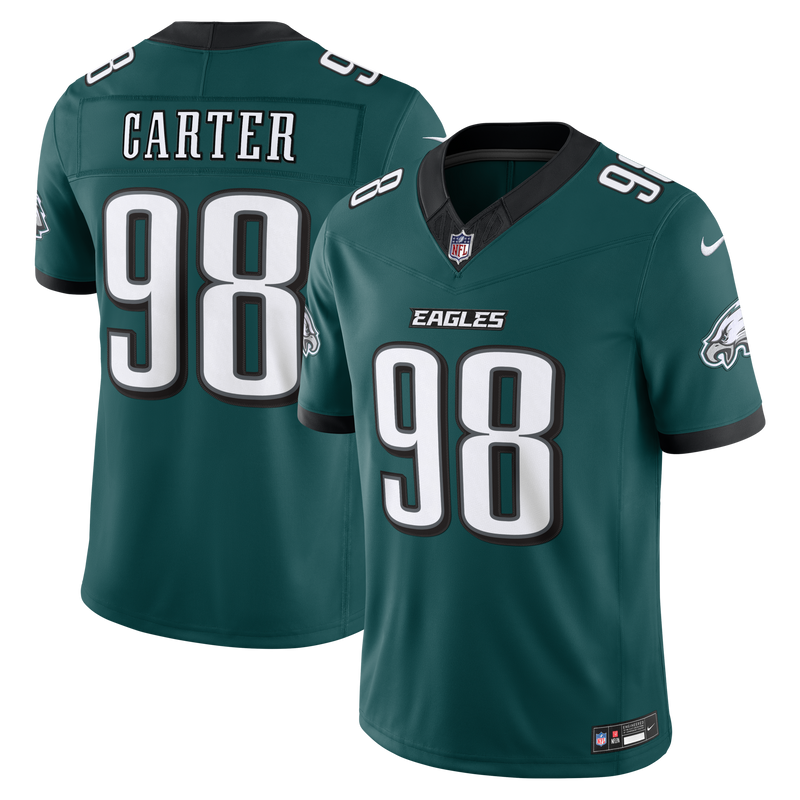 Philadelphia Eagles Jalen Carter Nike Midnight Green Team Vapor F.U.S.E. Stitched Limited Jersey