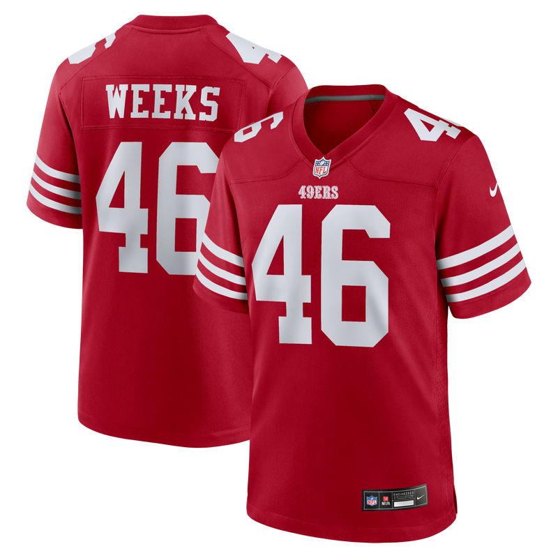 San Francisco 49ers Jon Weeks Nike Scarlet Team Game Jersey