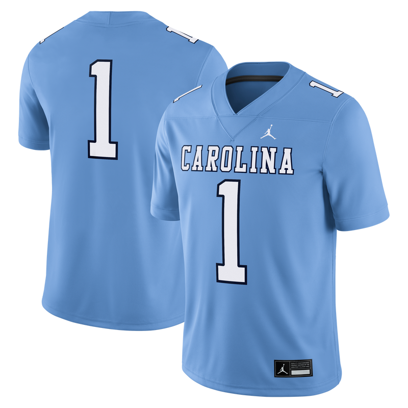 #1 North Carolina Tar Heels Jordan Brand Alternate Game Football Jersey - Carolina Blue