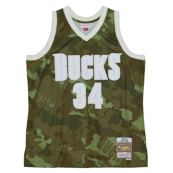 Milwaukee Bucks NBA Ray Allen 2000 Ghost Green Camo Swingman Jersey By Mitchell & Ness -