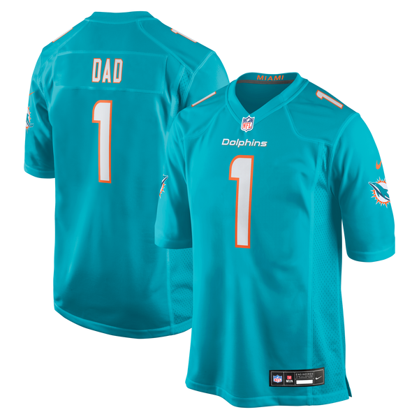 Miami Dolphins Number 1 Dad Nike Aqua Game Jersey