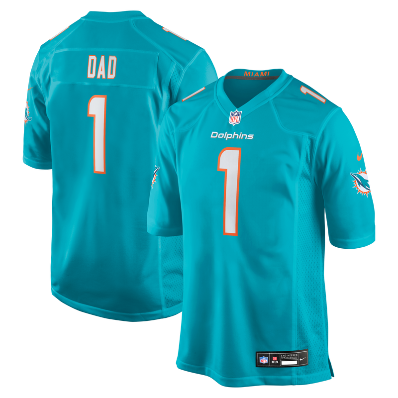 Miami Dolphins Number 1 Dad Nike Aqua Game Jersey
