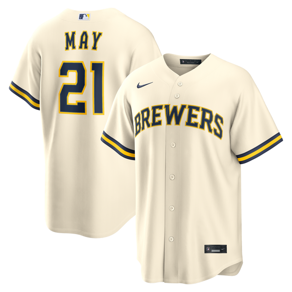 Milwaukee Brewers Dustin May Nike Cream Home Replica Jersey