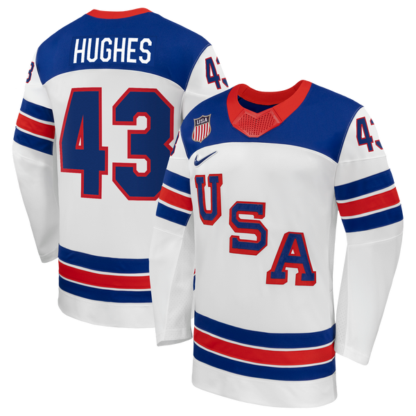 Quinn Hughes Nike White US Hockey 2026 Away Replica Jersey