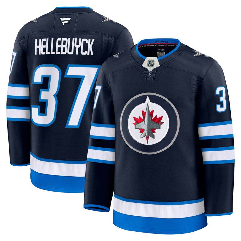 Winnipeg Jets Connor Hellebuyck Fanatics Navy Home Premium Jersey