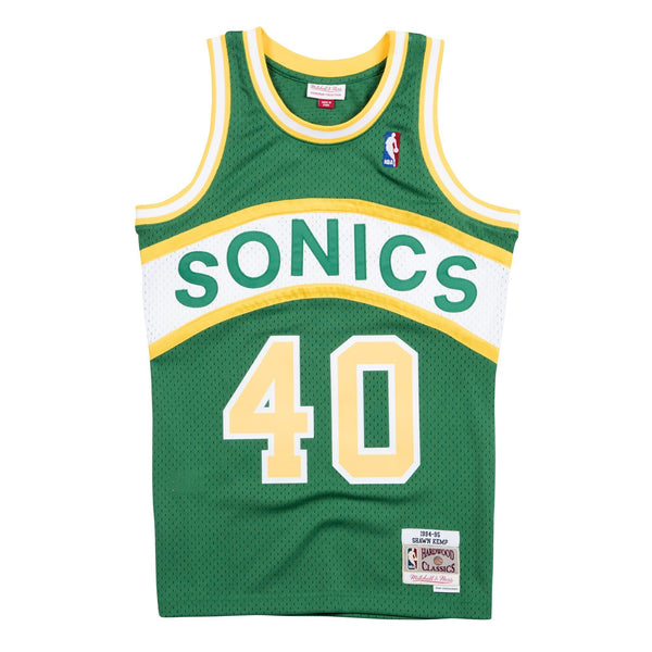 Seattle Supersonics Shawn Kemp Hardwood Classics Road Swingman Jersey By Mitchell & Ness -