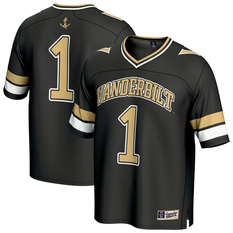 #1 Vanderbilt Commodores GameDay Greats Lightweight Collegiate Football Fashion Jersey - Black