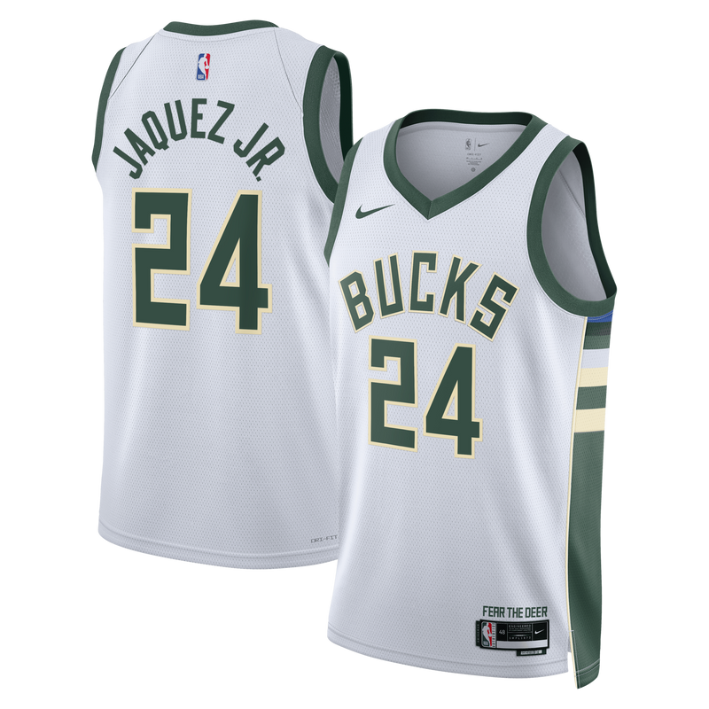 Milwaukee Bucks Nike Association Edition Swingman Jersey - White - Jaime Jaquez Jr. -