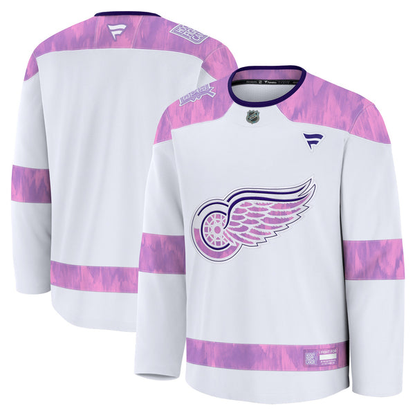 Detroit Red Wings Fanatics White 2024 Hockey Fights Cancer Practice Jersey
