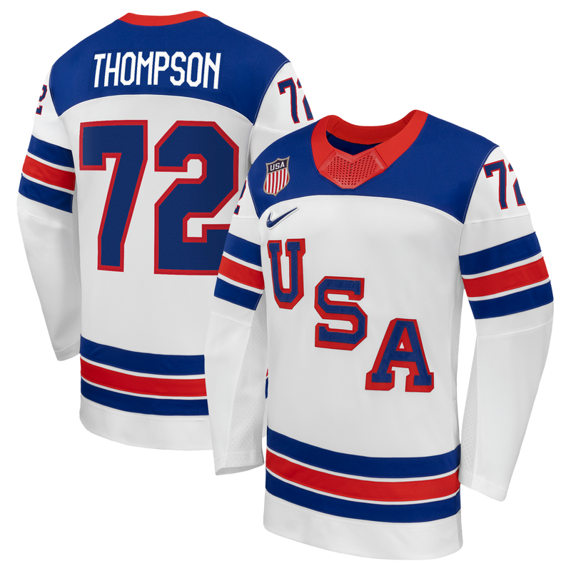 US Hockey Tage Thompson Nike White 2026 Away Replica Jersey