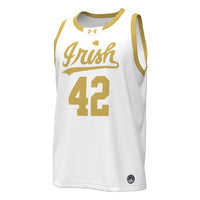 #42 Notre Dame Fighting Irish Under Armour Replica Basketball Jersey - White