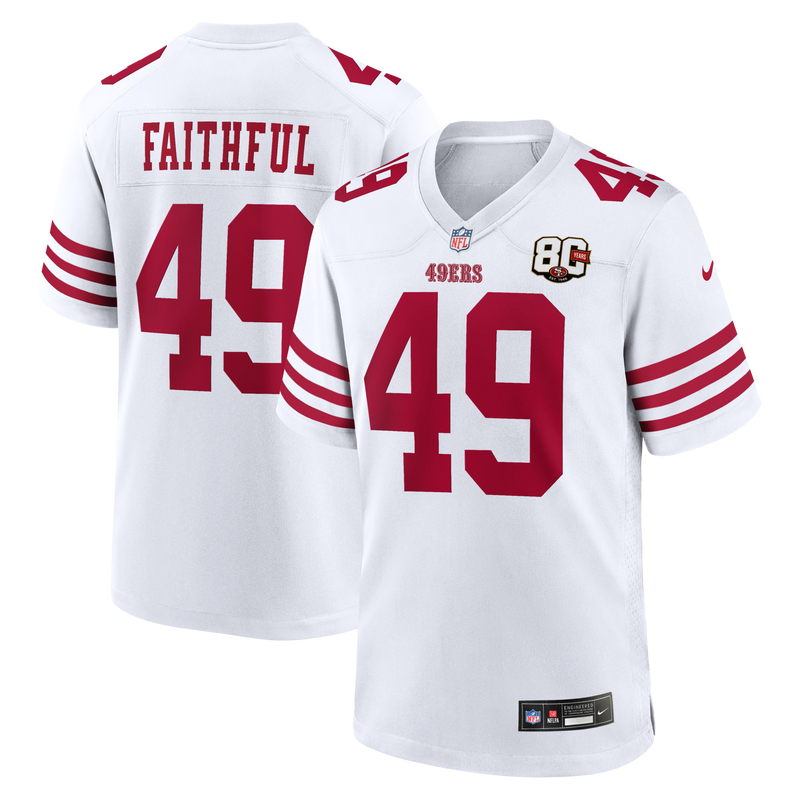 San Francisco 49ers The Faithful Nike White 80th Anniversary Game Jersey