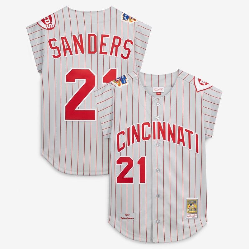 Cincinnati Reds Deion Sanders Mitchell & Ness Gray 1997 Authentic Jersey