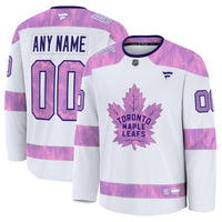 Toronto Maple Leafs Fanatics White 2024 Hockey Fights Cancer Custom Practice Jersey