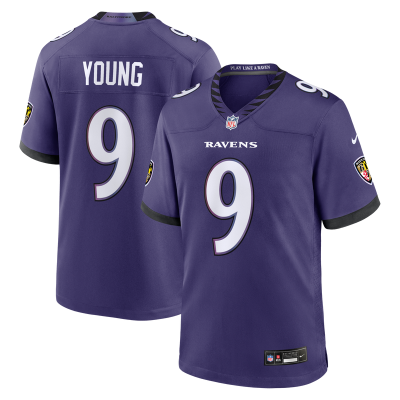 Baltimore Ravens Zion Young Nike Purple Team Game Jersey