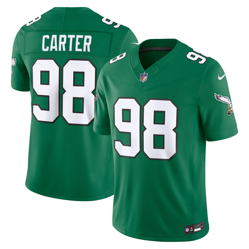 Philadelphia Eagles Jalen Carter Nike Kelly Green Alternate Vapor F.U.S.E. Stitched Limited Jersey