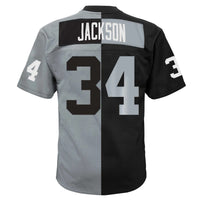 Las Vegas Raiders Bo Jackson Mitchell & Ness Black/Silver Big & Tall Split Legacy Retired Player Replica Jersey