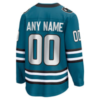 San Jose Sharks Fanatics Teal Home Breakaway Custom Jersey