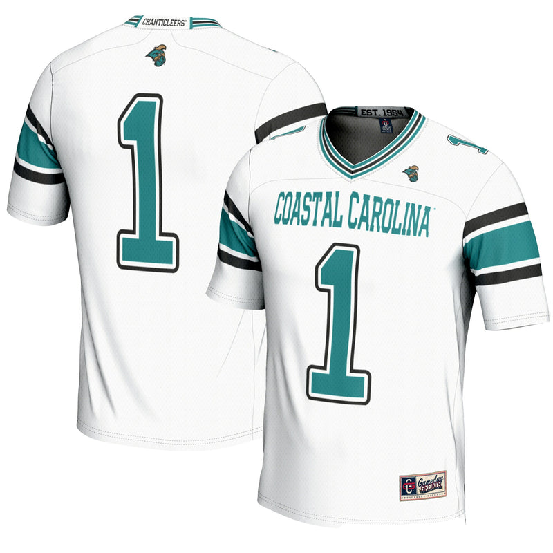 #1 Coastal Carolina Chanticleers GameDay Greats Endzone Football Jersey - White