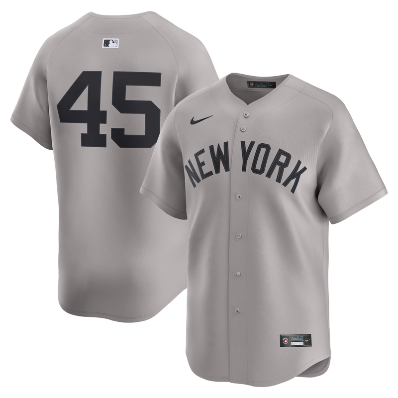 New York Yankees Gerrit Cole Nike Gray Road Limited Player Jersey