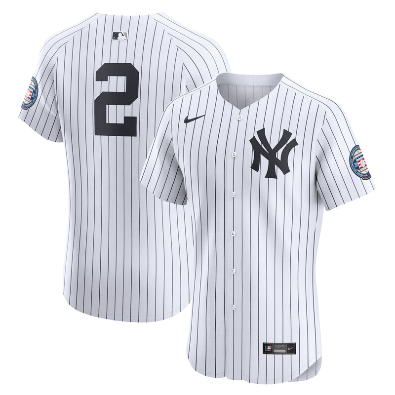 New York Yankees Derek Jeter Nike White Home 2020 Hall of Fame Induction Patch Elite Player Jersey
