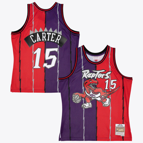 Toronto Raptors Mitchell & Ness Vince Carter 1998 Split Swingman Jersey - Purple/Red