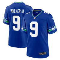 Seattle Seahawks Kenneth Walker III Nike Royal Throwback Player Game Jersey