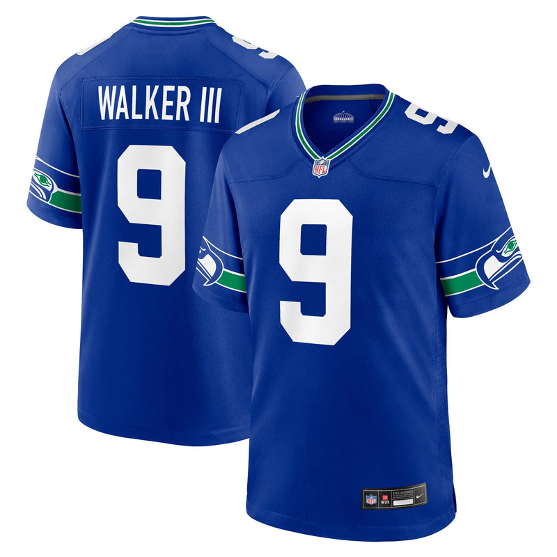 Seattle Seahawks Kenneth Walker III Nike Royal Throwback Player Game Jersey