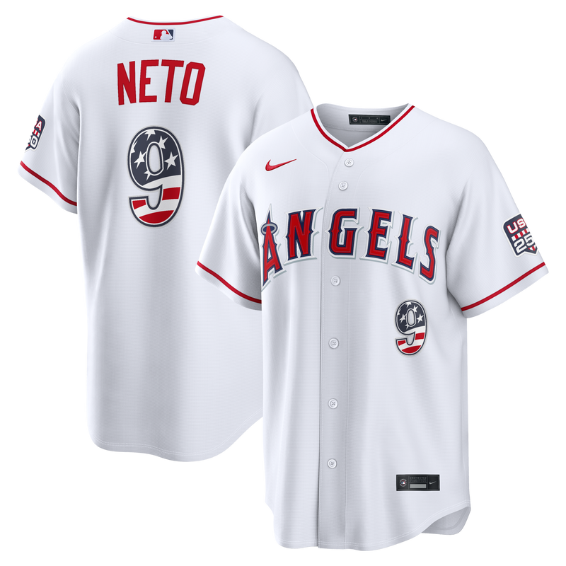 Fourth of July Los Angeles Angels Zach Neto Nike White USA 250 Stadium Jersey