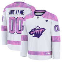 Minnesota Wild Fanatics White 2024 Hockey Fights Cancer Custom Practice Jersey