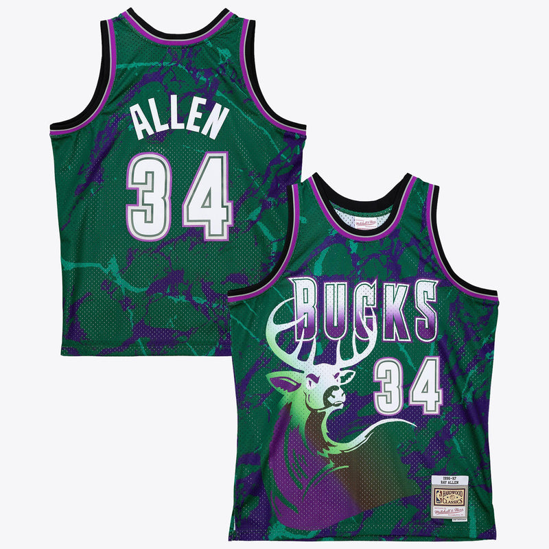Milwaukee Bucks Mitchell & Ness Ray Allen 1996 Team Marble Swingman Jersey - Green