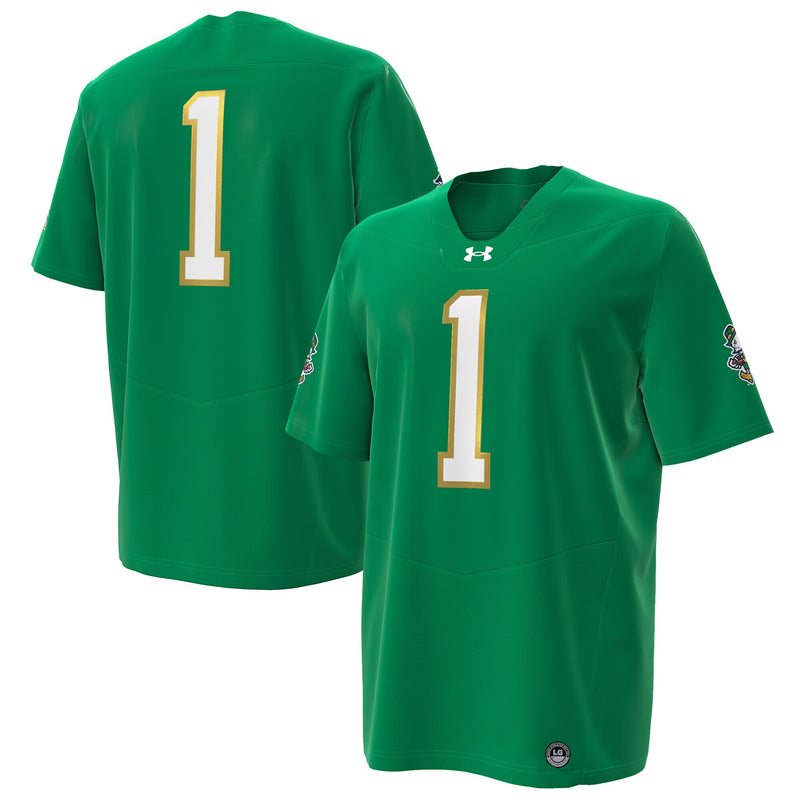 #1 Notre Dame Fighting Irish Under Armour Irish Wear Green Football Replica Jersey - Kelly Green
