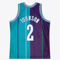 Charlotte Hornets Mitchell & Ness Larry Johnson 1992 Split Swingman Jersey