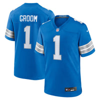 Detroit Lions Number 1 Groom Nike Blue Game Jersey