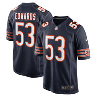 Chicago Bears TJ Edwards Nike Navy Game Player Jersey