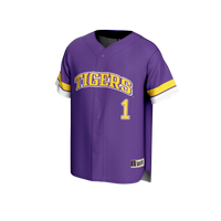 #1 LSU Tigers GameDay Greats Lightweight Collegiate Baseball Fashion Jersey - Purple
