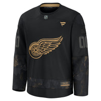 Detroit Red Wings Fanatics Black 2024 Military Appreciation Custom Practice Jersey