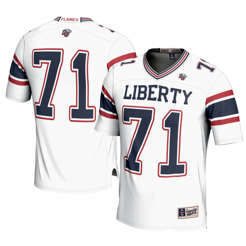#71 Liberty Flames GameDay Greats Football Jersey – White