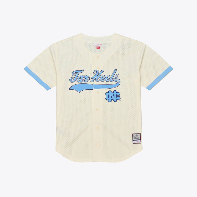North Carolina Tar Heels Mitchell & Ness Mesh Button-Up Batting Practice Baseball Jersey - Cream