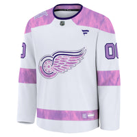 Detroit Red Wings Fanatics White 2024 Hockey Fights Cancer Custom Practice Jersey